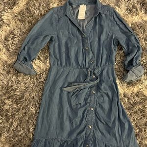 Denim dress above knee